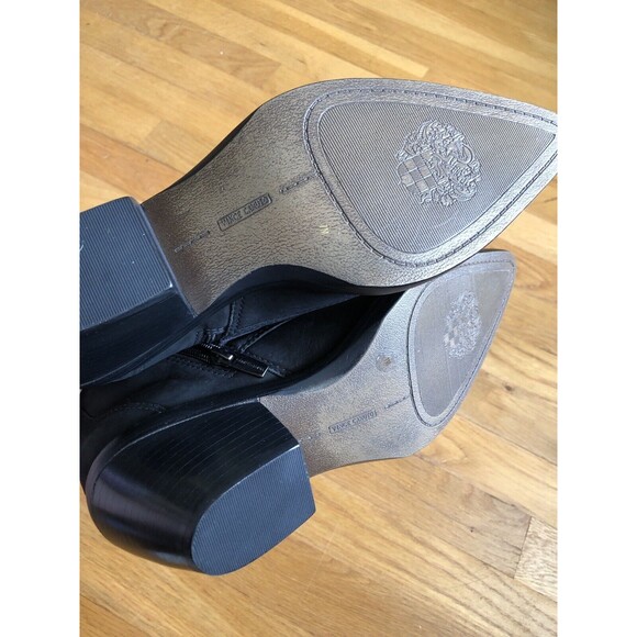 NWOT&NB Vince Camuto Leather Nubuck Suede Ashena Western Bootie Black Size 7 - Picture 9 of 9